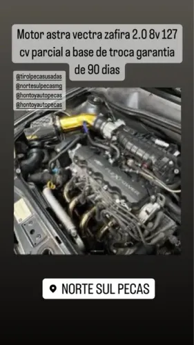 Motor 2.0 8v gm 127 cv parcial a base de troca 