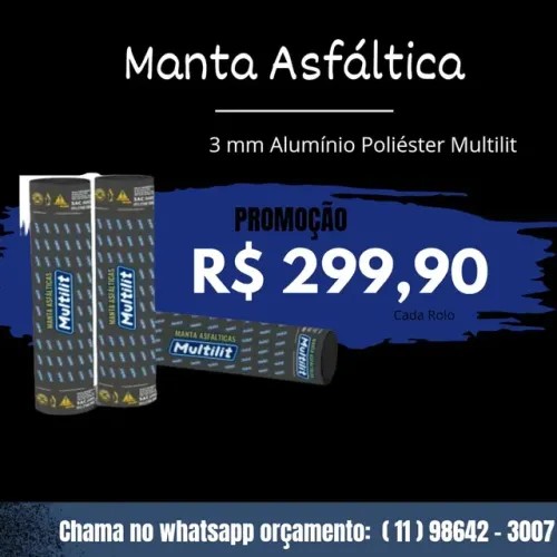 Manta Asfáltica 3mm aluminizada poliéster 