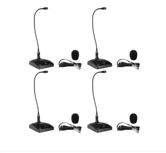 Kit 4 Microfone Lexsen Gooseneck De Mesa Bancada Preto Lmg-1