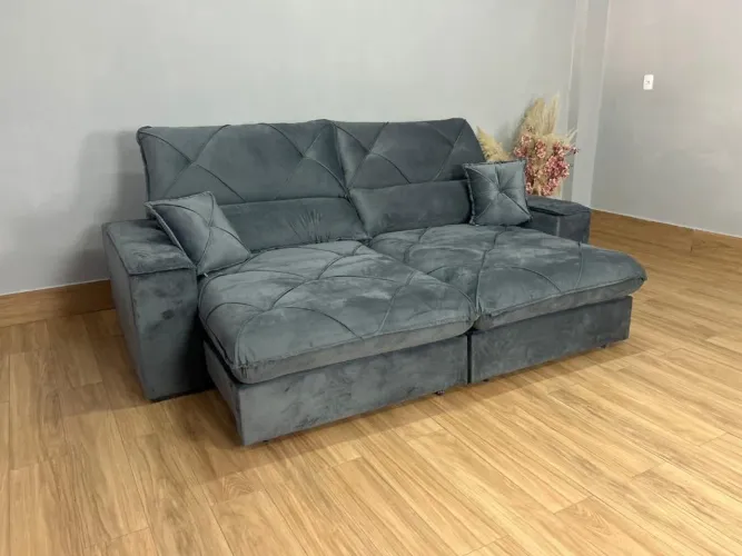Sofá Retrátil e Reclinável Soft 2.50m Molas Ensacadas l76