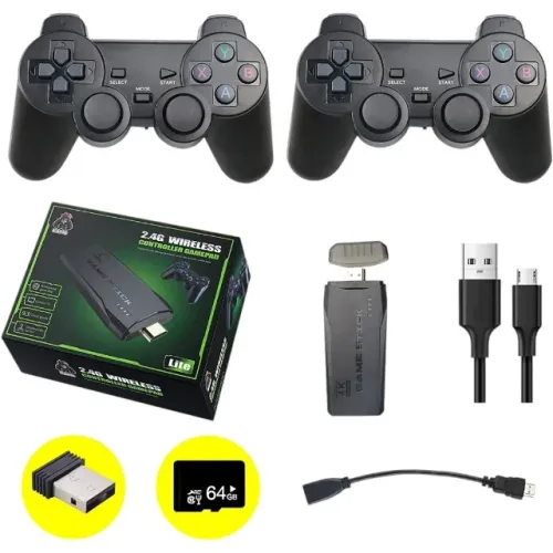 Game Stick Lite 4K Console de Videogame Portátil Retro 20.000 Jogos Cartão 64GB
