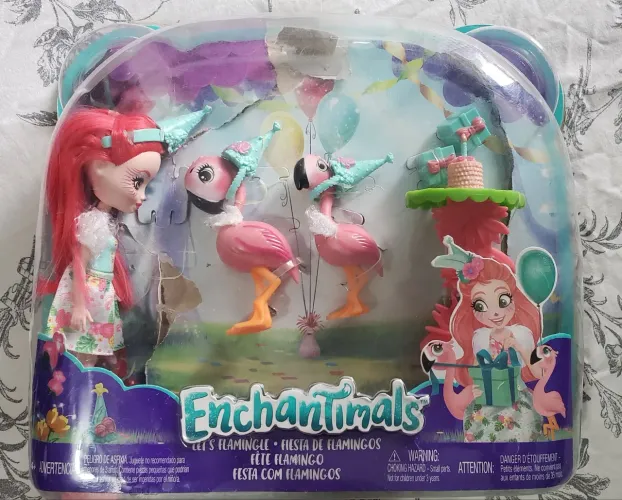 Enchatimals festa com 2 flamingos
