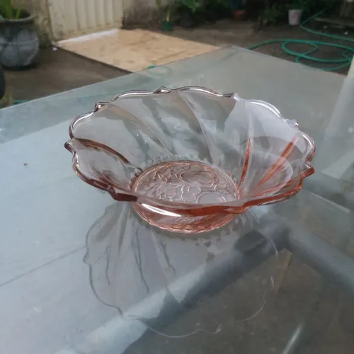 Tigela de vidro rosa vintage e jogo de 4 Tigelas de Vidro Rosa vintage 1930