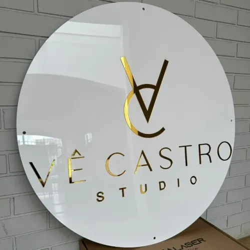 Placa com Letreiro Parede 60x60cm - Acrílico Redondo Personalizado