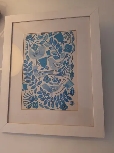  Tela Quadro decorativo com pássaros azuis  escritório decoração parede jardim scrapbook 