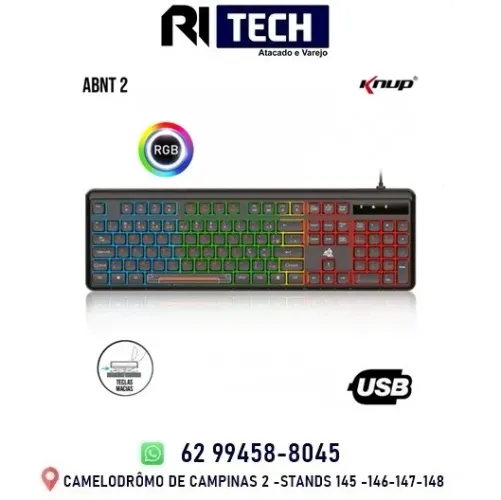 Teclado Gamer Multimídia Madset Te130 Knup Led Rgb Usb Abnt2 Para Computador Notebook