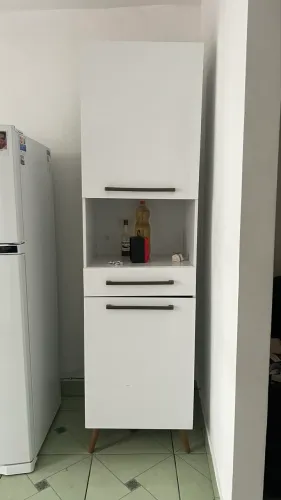 Paneleiro para Microondas 2 Portas 1 Gaveta + Prateleiras Favorita Branco Lacca