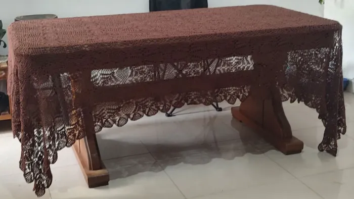 Toalha de mesa em crochê 100% algodão, tamanho grande 