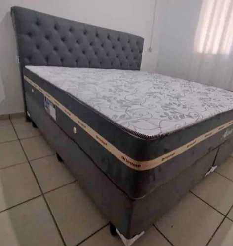 Cama Box Queen com Cabeceira Estofada Ortosleep