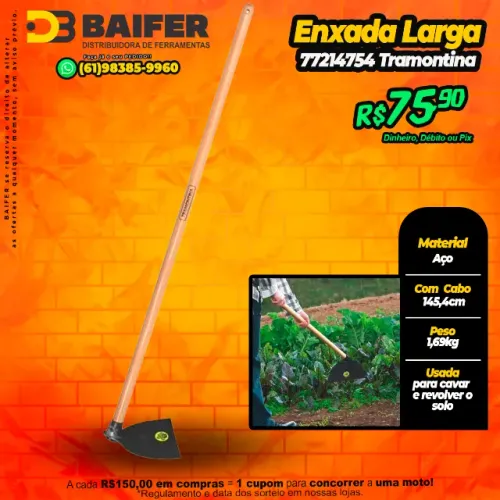 Enxada Larga 2.1/2Lbs Com Cabo * Tramontina