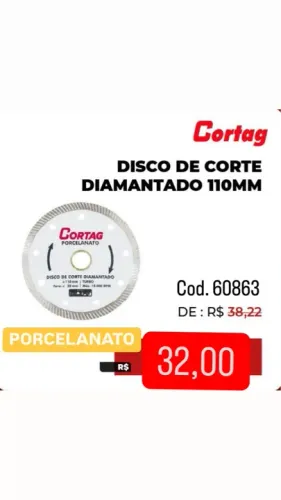 Disco de Corte Diamantado para Porcelanato Cortag Turbo 110mm