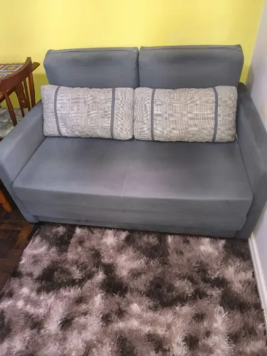 Sofá-Cama Herval 2 Lugares Suede Molhado Cinza