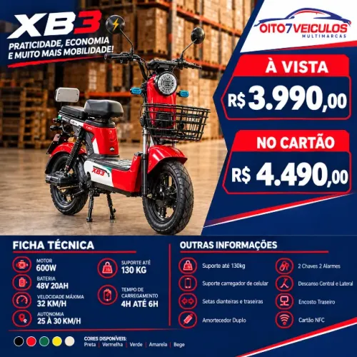 XB3 MOTOR 600W AUTONOMIA 25 À 30KM/H