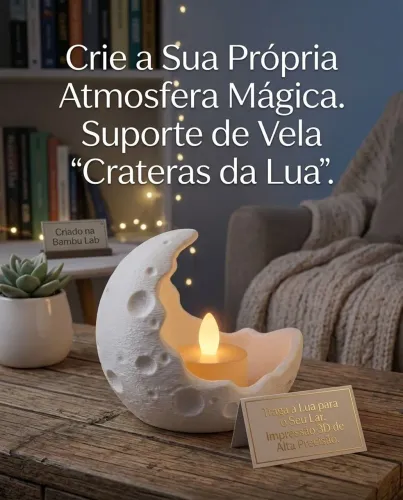 Castiçal em forma de lua para velas de led