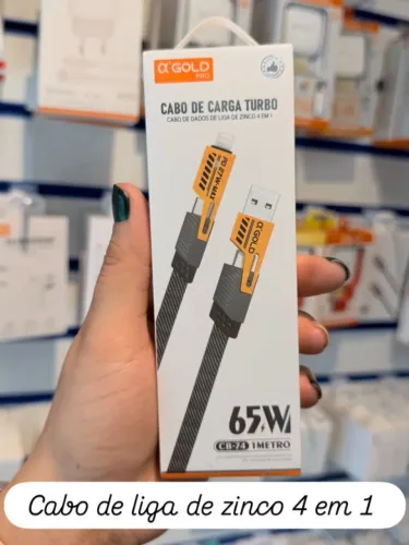 Cabo Turbo 4 em 1 USB USB-C e Lightning iPhone para Dados e Carregamento 65W