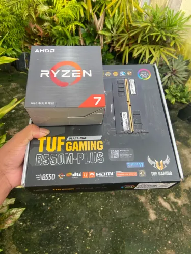 KIT PLACA MÃE PROCESSADOR E MEMÓRIAS B550M TUF GAMING RYZEN 7 5700X 16GB 2X8 3200MHZ