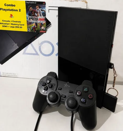 PS2 Slim Completo + 24 Jogos + Caixa Original