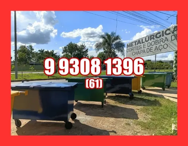 Lixeira 1200L em aco c/ rodas - menor preco do mercado
