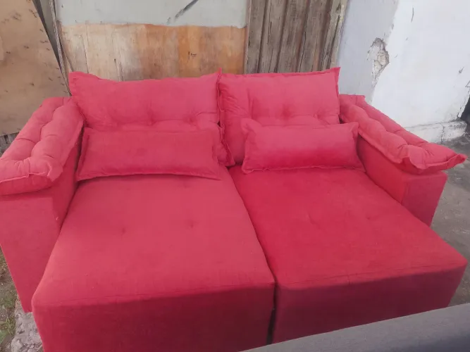 Sofá novo no linhos e no sued espuma d33