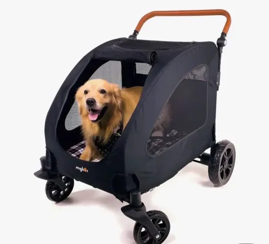 Carrinho Passeio Pet Cachorro Cão Gato Grande Porte Até 55kg Preto