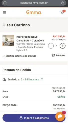 Cama Baú Emma Colchão + Emma Premium Hybrid 2.0