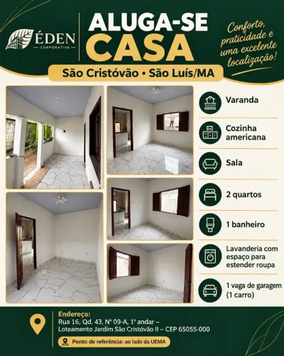 ALUGA-SE CASA NO SÃO CRISTÓVÃO