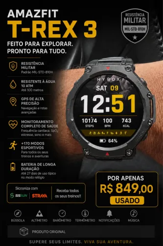 Relogio Amazfit TRex 3 - Preto