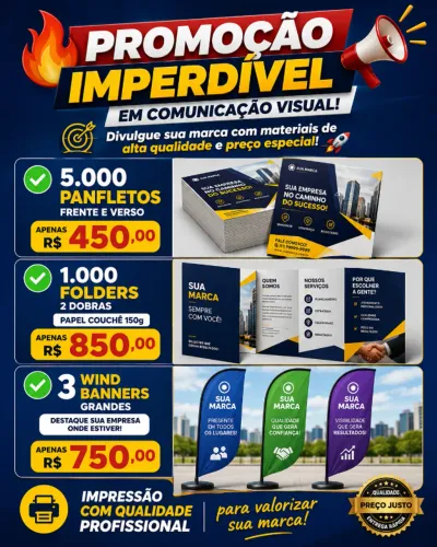 5000 panfletos / 3 Wind banner /1000 Folders! Promoção gráfica