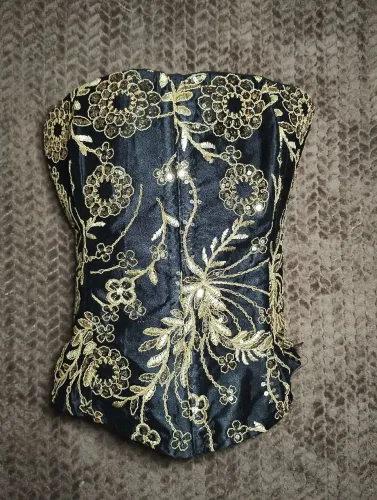 Corset Espartilho Corselete Preto Ajustável Novo