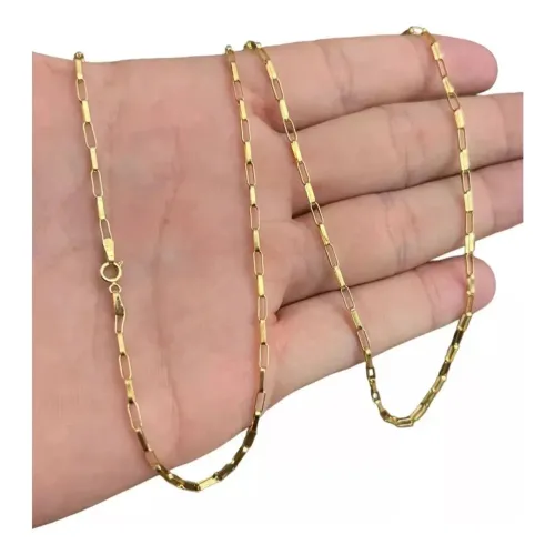 Cordão De Ouro 18k Cadeado Alongada 3.0g 60cm