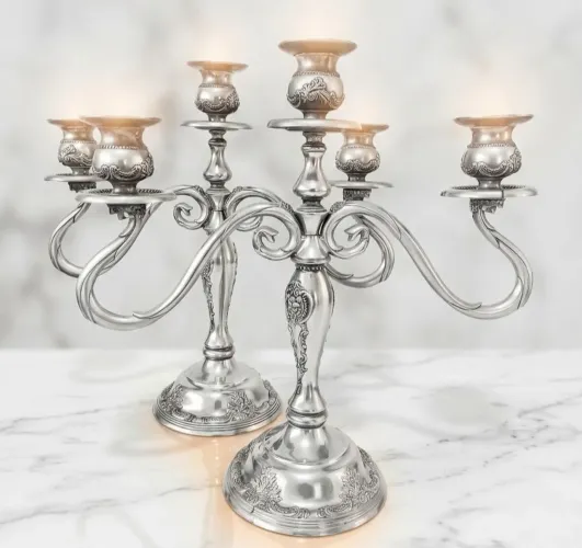 Candelabro de prata (2 unidades) para três velas