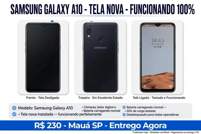 Samsung Galaxy A10 - TELA NOVA - MAUÁ