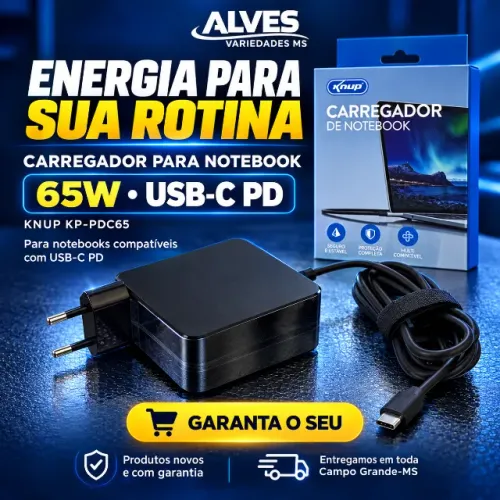 Carregador tipo C para notebook 65W