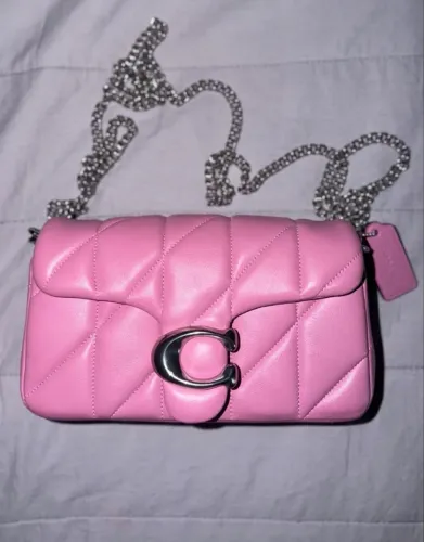 COACH Quilted Pillow Leather Tabby Wristlet with Chain