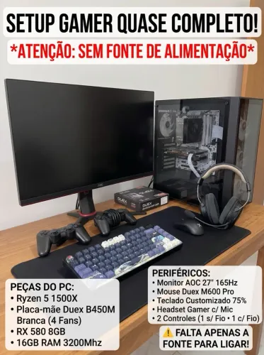 ? SETUP GAMER QUASE COMPLETO À VENDA! (LEIA COM ATENÇÃO: SEM FONTE) ?