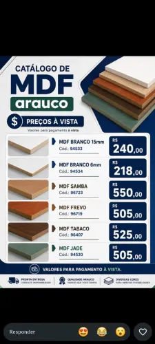 MDF ARAUCO 15MM 240,00 PROMOÇÃO