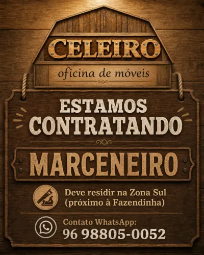 Contratando Marceneiro que more na Fazendinha ou próximo.