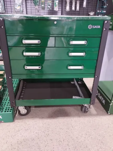 CARRO PARA FERRAMENTAS TIPO GABINETE COM 4 GAVETAS E BANDEJA AUXILIARES - SATA