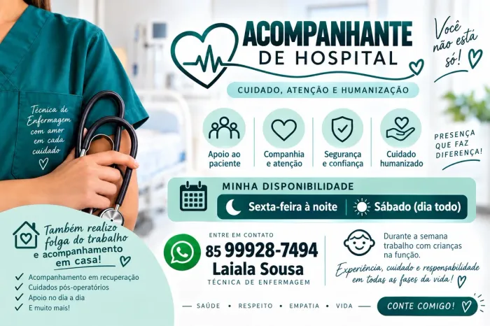 ACOMPANHANTE DE HOSPITAL | TÉCNICA DE ENFERMAGEM