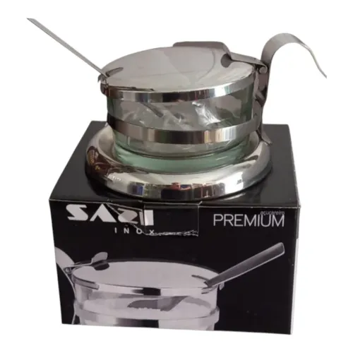 Açucareiro inox e vidro Sazi - Novos