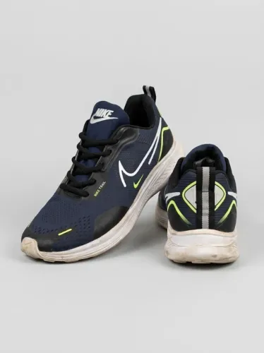Tênis Esportivo Azul Marinho/Nike Original/Cano curto/Mesh com detalhes em verde limão