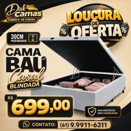 Cama Baú Casal Direto da Fábrica 138x188x45 Oferta Especial - R$699,00