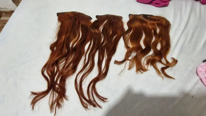 3 telas de Cabelo humano no tic tac,2 de 58cm e 1 de 43cm ruivo acobreado