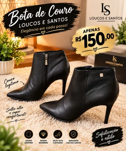 bota de couro marca loucos e santos