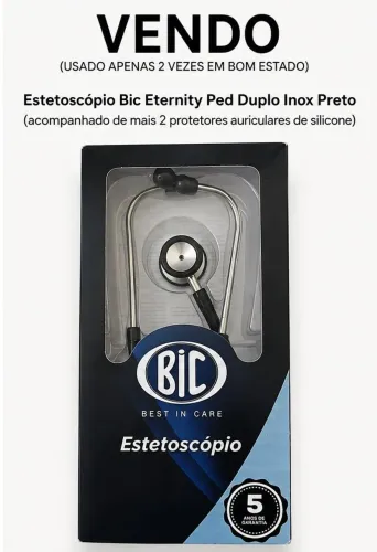 Estetoscópio Bic Eternity Ped Dublo Inox Preto (Usado apenas duas veze. Em bom estado)