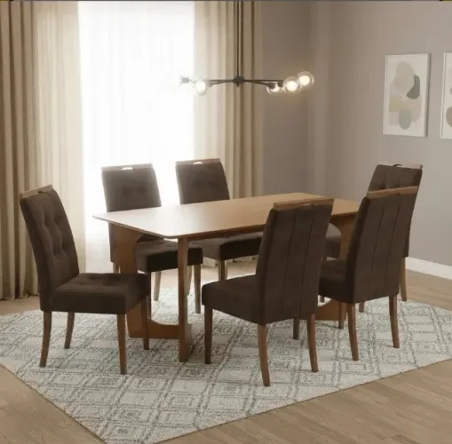 Conjunto Sala de Jantar Essence Flex 6 Lugares Cinamomo