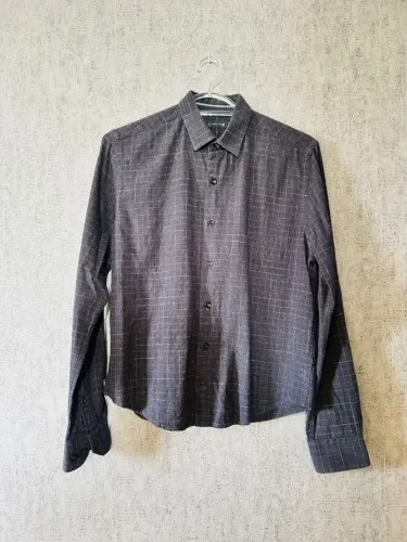 Camisa Social Quadriculada Cinza