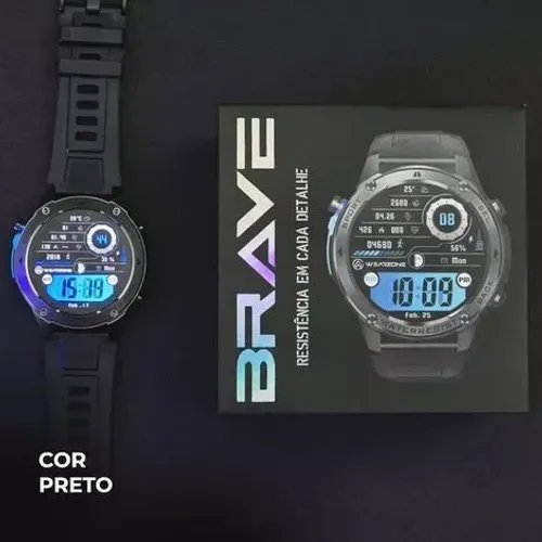 Brave Wearzone | Prova D'água 50m | GPS | Strava | Bateria 10 Dias