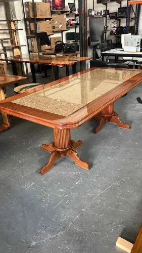MESA DE JANTAR , TAMPO CENTRAL MARMORE, MEDIDA 210