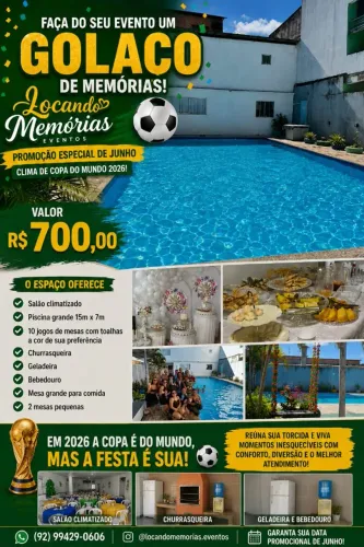 Espaço para Festas com Piscina + Salão Climatizado | Promoção R$ 700 em Manaus